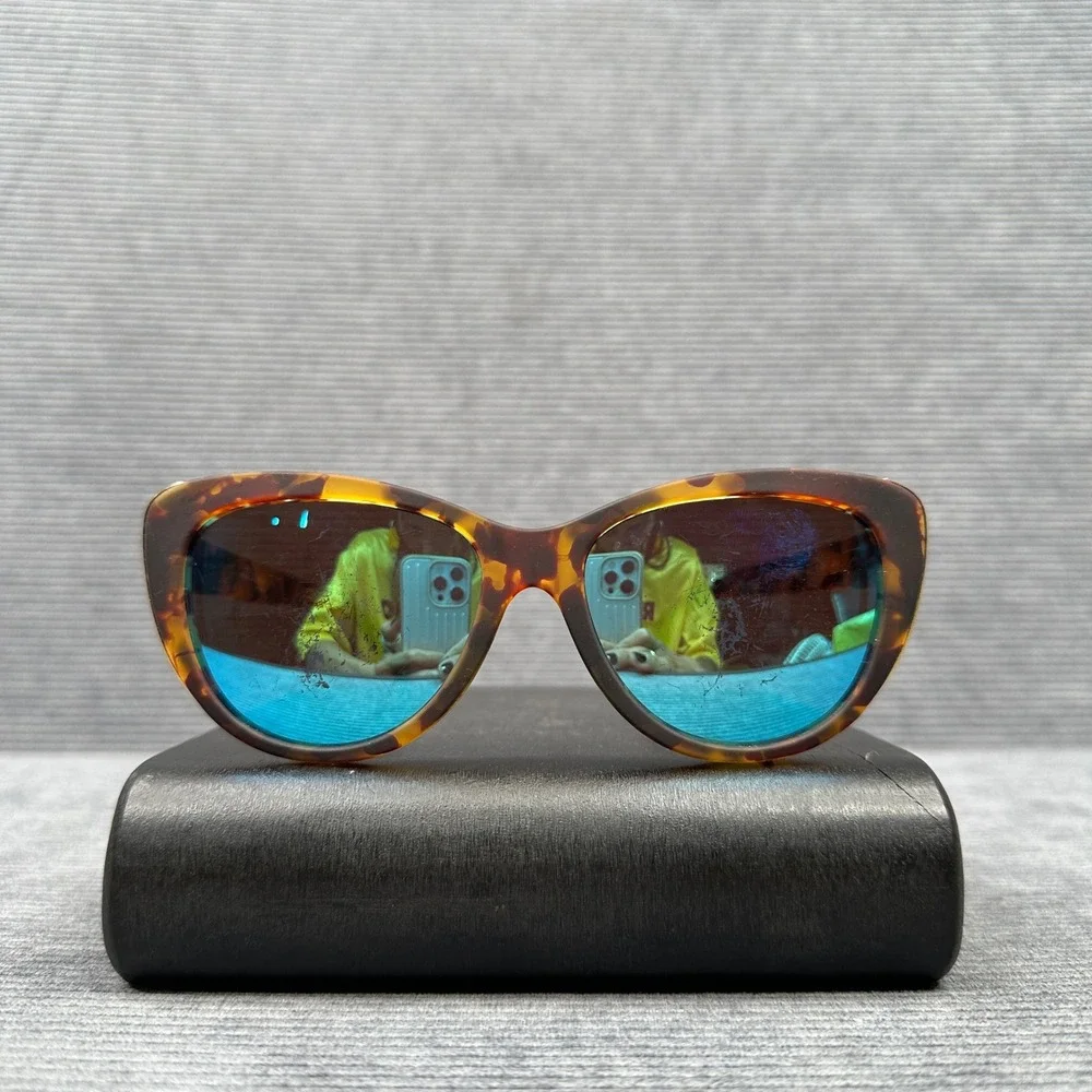 Goodr Fast As Shell Sunglasses Tortoise Cat Eye Blue Mirrored Polarized Lenses